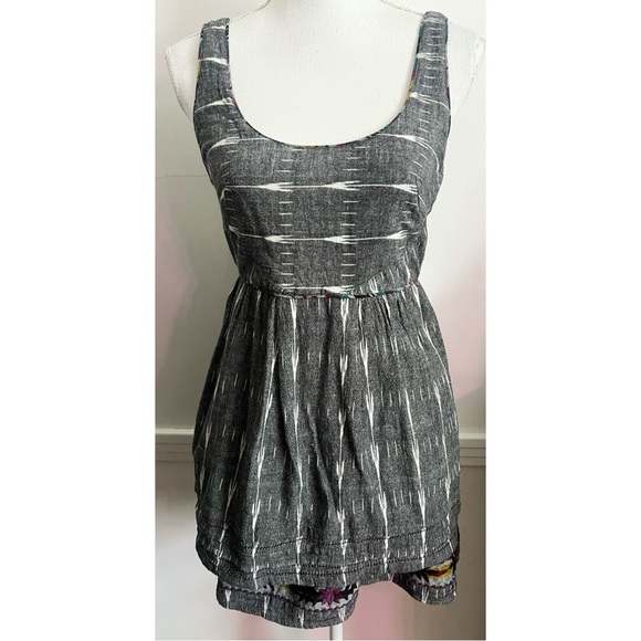 Free People New Romantics • Grey Ikat Weathervane Mini Dress - Picture 2 of 13